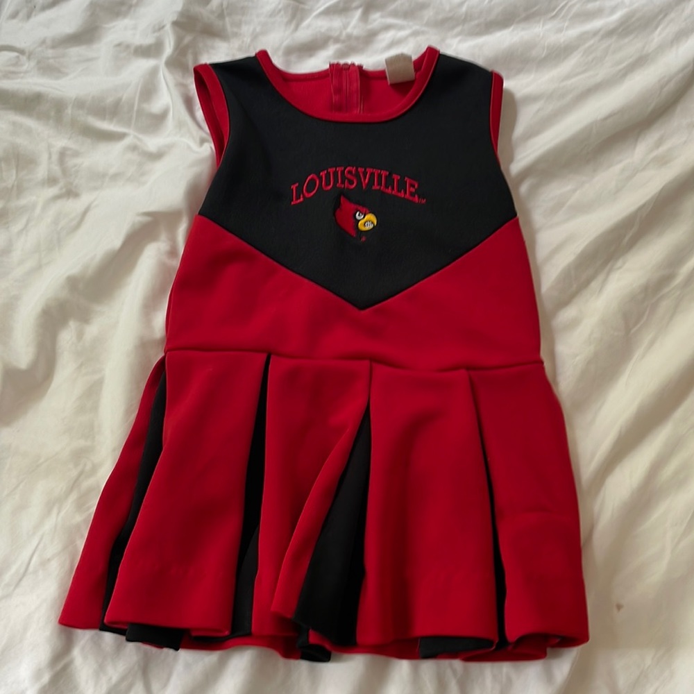 Sports team, cute, cheer Uni, toddler, girl, red black, cardinal Louisville